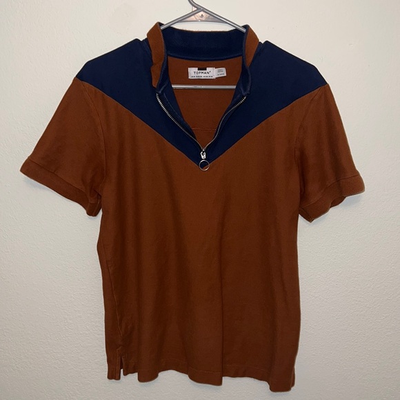 Top man quarter zip v-neck mens shirt - Picture 2 of 4